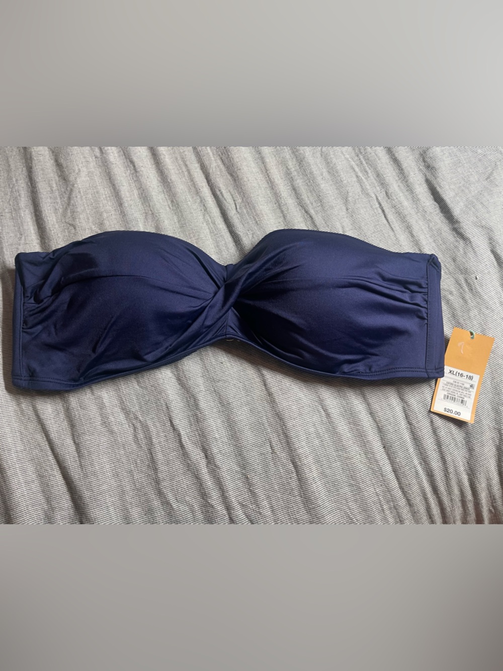 Women’s Navy Strapless Twist Bandeau Bikini Top XL
